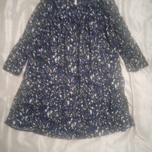 Zara women's long sleeves midi dress blue/white floral size XL